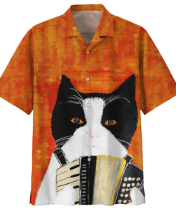 Cat Playing Accordion Hawaiian Shirt - For men and women - Fanshubus