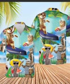 Cat Tropical Beach Hawaiian Shirt - For Men & Women - Adult