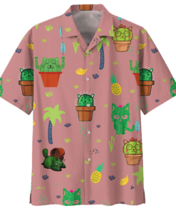 Catcus Banana Pineapple Palm Tree Hawaiian Shirt- For men and women - Fanshubus