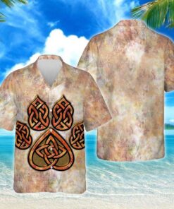 Celtic Knot Paw Print Hawaiian Shirt - For Men and Women Fanshubus