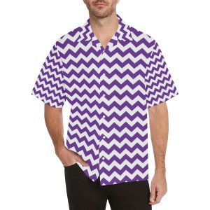 Chevron Purple Pattern Print Design Hawaiian Shirt- For men and women - Fanshubus