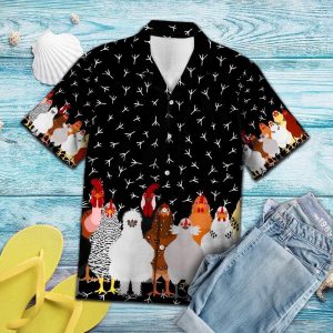 Chicken Black Amazing Design Hawaiian Shirt- For men and women - Fanshubus