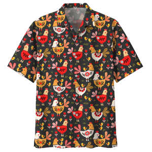 Chicken Black Amazing Design Unisex Hawaiian Shirt- For men and women - Fanshubus