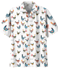 Chicken Hawaiian Shirt Black (1) - For men and women - Fanshubus