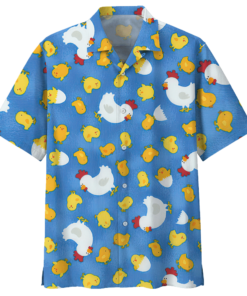 Chicken Hawaiian Shirt Navy (1) - For men and women - Fanshubus