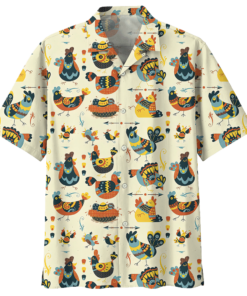 Chicken Hawaiian Shirt Navy (4)- For men and women - Fanshubus