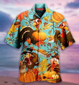 Chicken Thanksgiving pumpkin turkeys Hawaiian Shirt- For men and women - Fanshubus