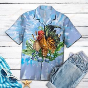 Chicken Tie Dye Blue Best Design Hawaiian Shirt (1)- For men and women - Fanshubus