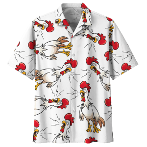 Chicken White Nice Design Unisex Hawaiian Shirt- For men and women - Fanshubus