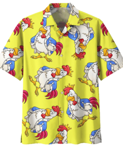 Chicken Yellow Amazing Design Unisex Hawaiian Shirt- For men and women - Fanshubus