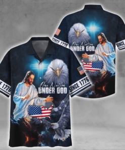 Christian Jesus One Nation Under God Hawaiian Shirt- For men and women - Fanshubus