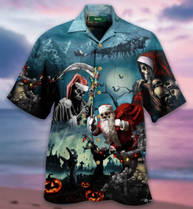 Christmas Santa Claus Skull Hawaiian Shirt | For Men &amp; Women | Adult | Hw2008- For men and women