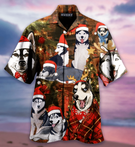 Christmas With Husky Hawaiian Shirt - For Men and Women - Fanshubus