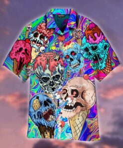 Clown Ice Cream Skull Halloween Hawaiian Shirt- For men and women - Fanshubus