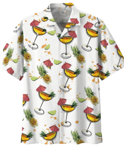 Cocktail White Amazing Design Unisex Hawaiian Shirt- For men and women - Fanshubus