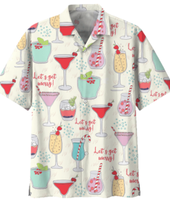 Cocktail White Unique Design Unisex Hawaiian Shirt- For men and women - Fanshubus