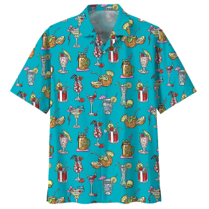 Cocktail Blue Nice Design Unisex Hawaiian Shirt- For men and women - Fanshubus