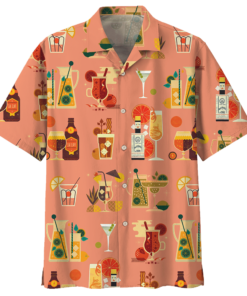 Cocktail Hawaiian Shirt Black- For men and women - Fanshubus