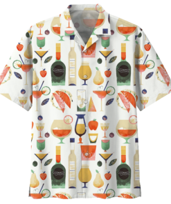 Cocktail Hawaiian Shirt Navy (1)- For men and women - Fanshubus