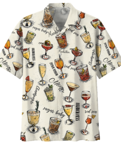 Cocktail White White Unisex Hawaiian Shirt- For men and women - Fanshubus