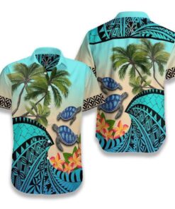 Coconut Tree Polynesian Turtle Hawaiian Shirt- For men and women - Fanshubus