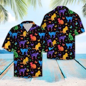 Colorful Cat Colorful Best Design Hawaiian Shirt- For men and women - Fanshubus