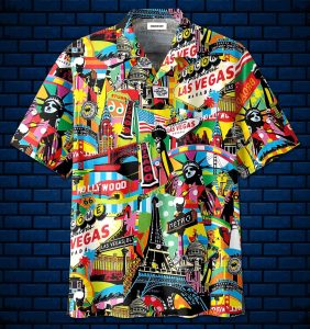 Colorful Las Vegas City American Aloha Hawaiian Shirt- For men and women - Fanshubus