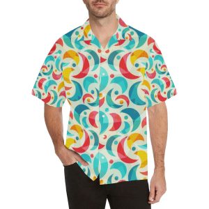 Colorful moon pattern Men's All Over Print Hawaiian Shirt - For Men and Women - Fanshubus