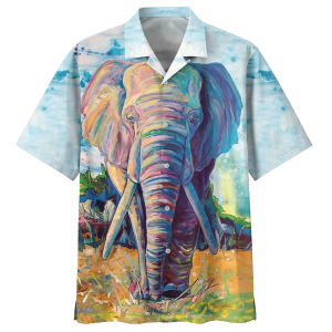 Colorful Painting Elephant Hawaiian Shirt- For men and women - Fanshubus
