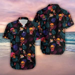 Colorful Skull Spooky Hawaiian Shirt | Hawaiian Shirt For Women Men- For men and women - Fanshubus