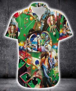 Cool Billiard Art Green Hawaiian Shirt- For men and women - Fanshubus