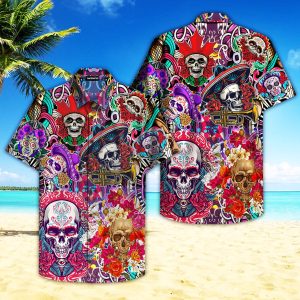 Cool Skull Day Of The Dead Hawaiian Shirt- For men and women - Fanshubus