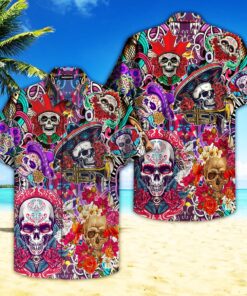 Cool Skull Day Of The Dead Hawaiian Shirt- For men and women - Fanshubus