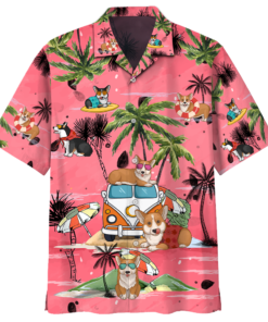 Corgi Summer Beach Hawaiian Shirt K- For men and women - Fanshubus