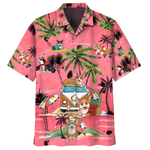 Corgi Summer Beach Hawaiian Shirt K- For men and women - Fanshubus