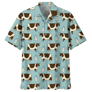 Cow Blue Awesome Design Unisex Hawaiian Shirt- For men and women - Fanshubus