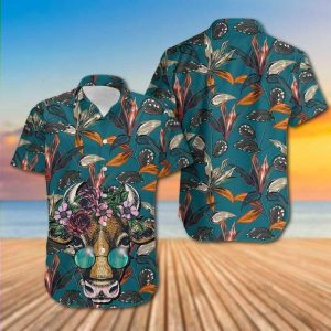 Cow Floral Tropical Hawaiian Shirt- For men and women - Fanshubus
