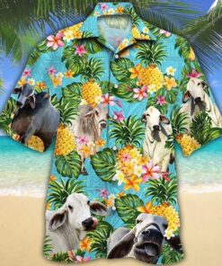 COW TROPICAL FRUIT HAWAIIAN SHIRT .