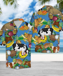 Cow Tropical Fruits Hawaiian Shirt- For men and women - Fanshubus