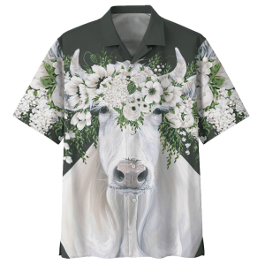 Cow White Awesome Design Unisex Hawaiian Shirt- For men and women - Fanshubus