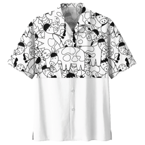 Cow White High Quality Unisex Hawaiian Shirt- For men and women - Fanshubus