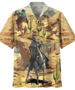 Cowboy Cactus In Desert Hawaiian Shirt- For men and women - Fanshubus