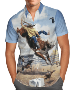 COWBOY RIDING HAWAIIAN SHIRT .