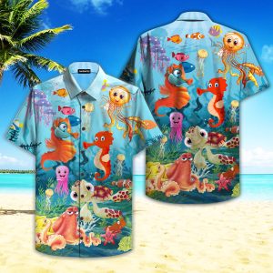 Crazy Funny Under The Ocean Life Hawaiian Shirt | For Men &amp; Women | Adult |- For men and women - Fanshubus