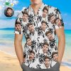 Custom Face Hawaiian Shirt Coconut Trees Design Personalized Aloha Beach Shirt For Men - For men and women - Fanshubus