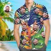Custom Face Hawaiian Shirt Comic Leaves Personalized Tee for Husband