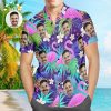 Custom Face Hawaiian Shirt Flamingo Rum Club Personalized Aloha Beach Shirt For Men - For men and women - Fanshubus