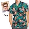 Custom Face Hawaiian Shirt Large Leaves Short Sleeve Shirt Personalized Summer Gift  -  Unique Beach Shirt - For Men and Women Fanshubus