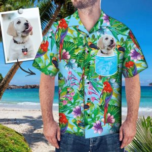 Custom Face Hawaiian Shirt Personalized Photo Fake Pocket Shirt Summer Time - Fanshubus