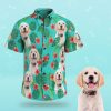 Custom Face Men Hawaiian Shirts Personalized Dog Face on a Hawaiian Shirt for Pet Lover - Green - For men and women - Fanshubus